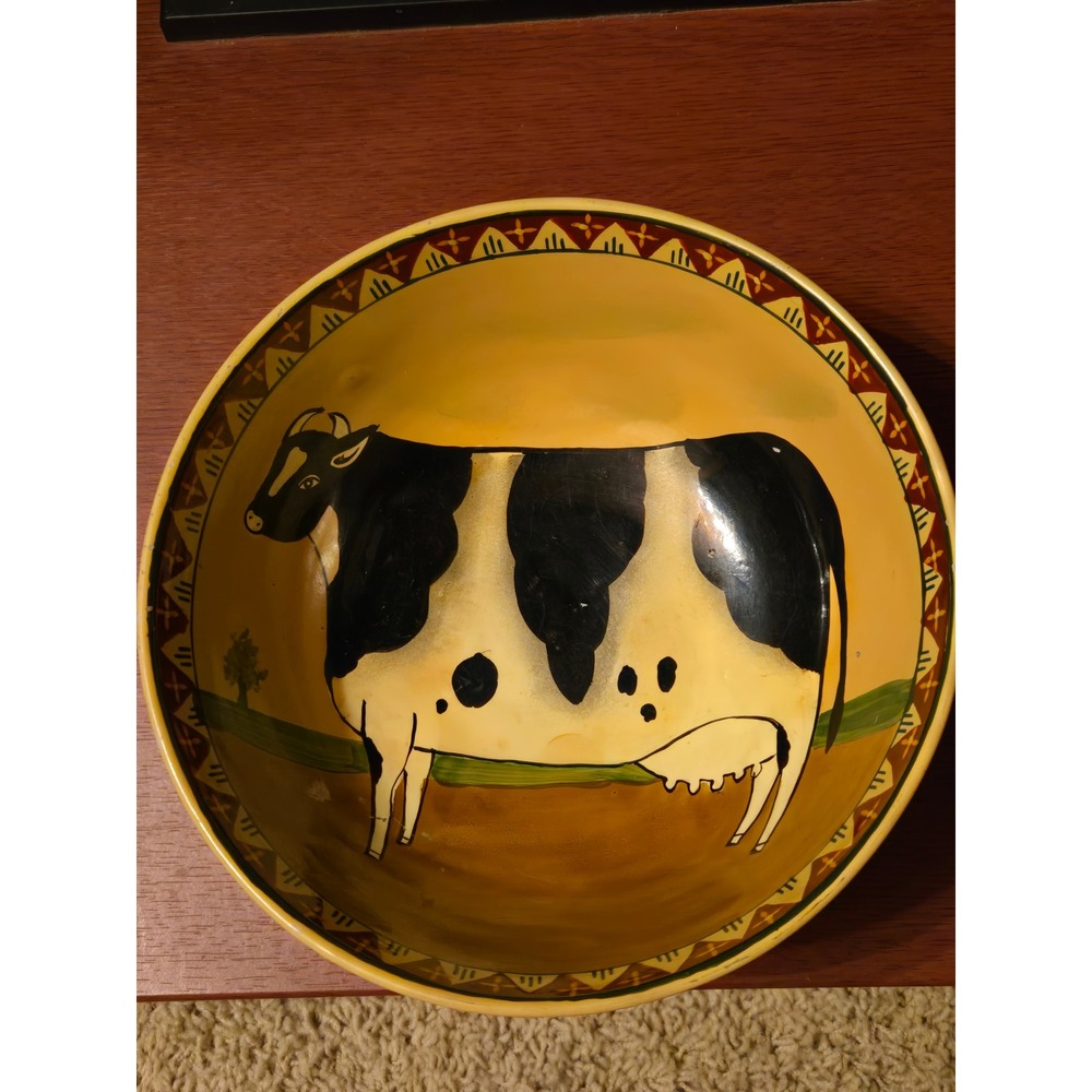 Vintage Farmhouse Decorative Cow Ceramic Bowl Rustic Country Kitchen Decor - Picture 5 of 6